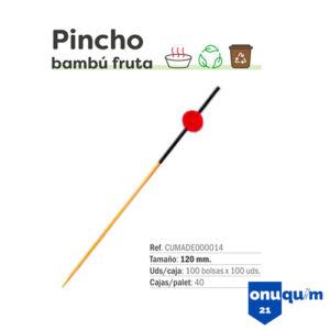Pincho madera bambú 12cms bolsa100uds caja100bolsas