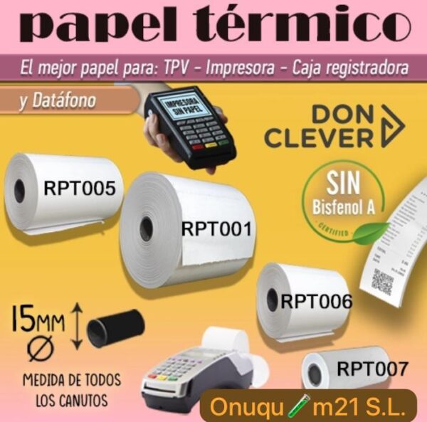 Papel térmico TPV, impresora, caja registradora 8x80 pack8uds caja6pack - Imagen 2