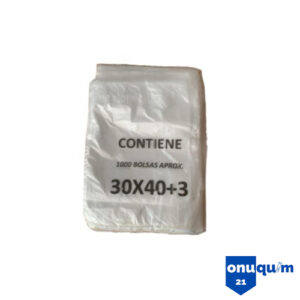 Bolsa 30x40+3 blanca paquete 1000uds aprox caja 20 paquetes